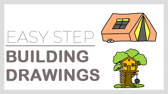 How to draw buildings drawings in easy step-by-step