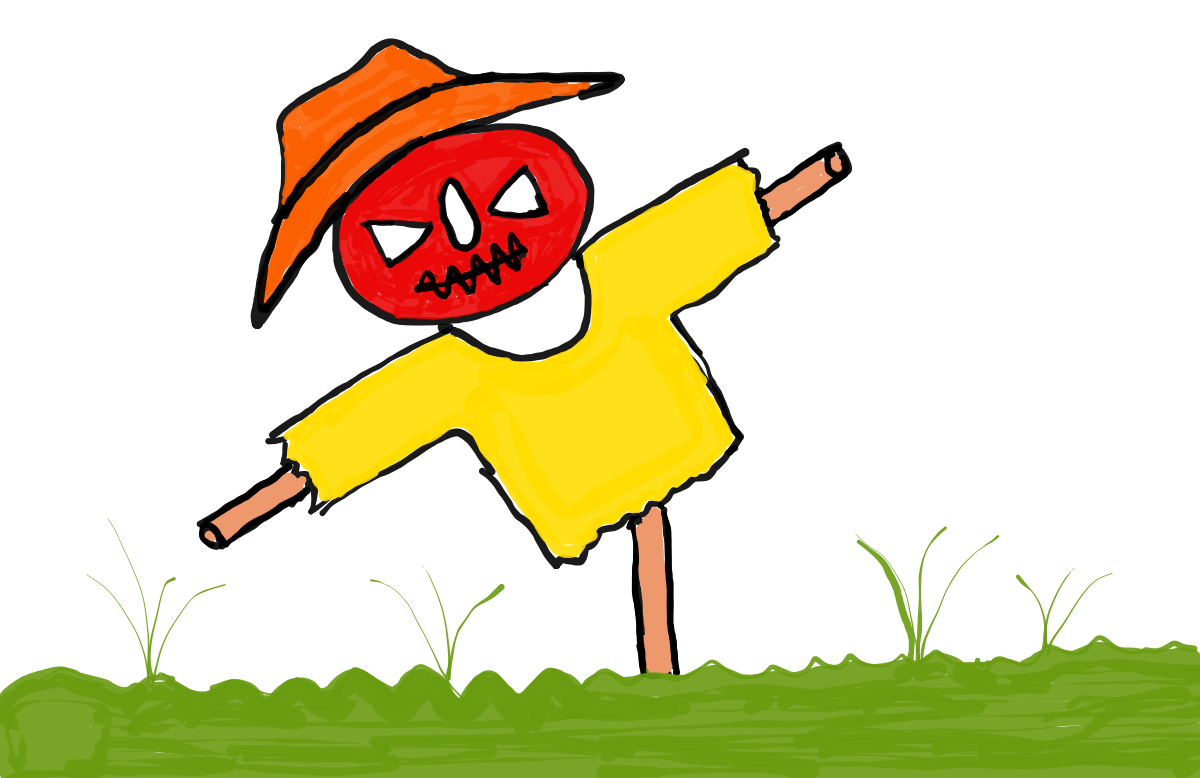 easy step by step scarecroww drawing - EasystepDrawing