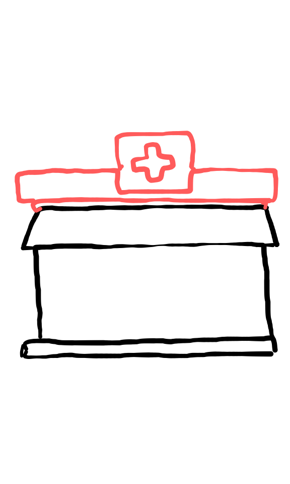  how to draw Medical Clinic House in easy steps - step number : 3 - Easy Step Drawing