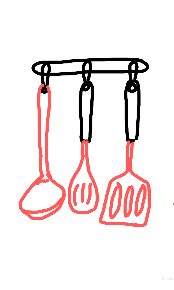 how to draw Hanging Utensils in easy steps - step number : 3 - Easy Step Drawing