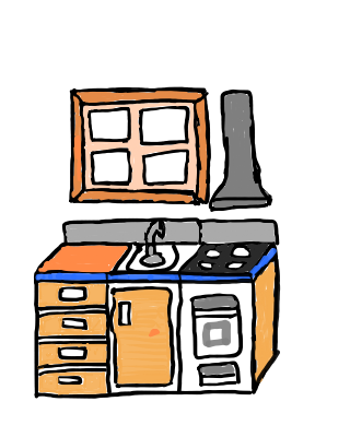 easy step by step Kitchen drawing - EasystepDrawing