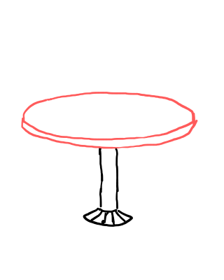  how to draw Round Dinning Table in easy steps - step number : 3 - Easy Step Drawing