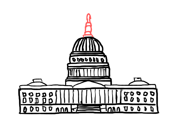  how to draw Capitol Hill Washington DC in easy steps - step number : 7 - Easy Step Drawing