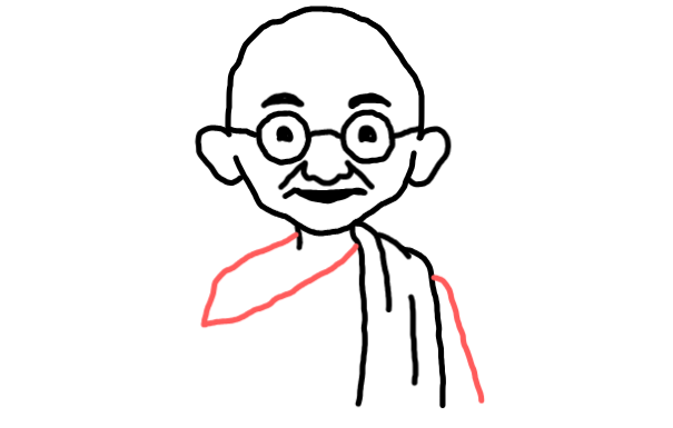  how to draw Mahatma Gandhi in easy steps - step number : 8 - Easy Step Drawing