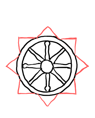  how to draw Karma Wheel in easy steps - step number : 3 - Easy Step Drawing