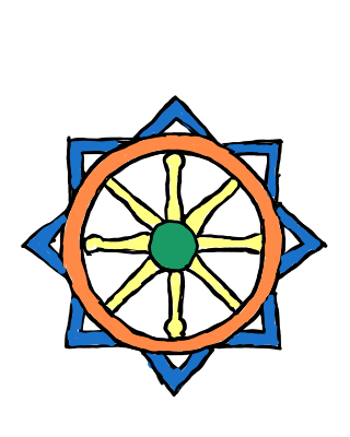 easy step by step Karma Wheel drawing - EasystepDrawing
