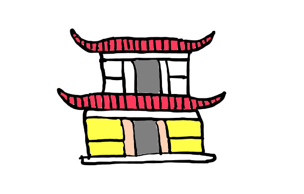  how to draw Pagoda Home in easy steps - step number : 12 - Easy Step Drawing