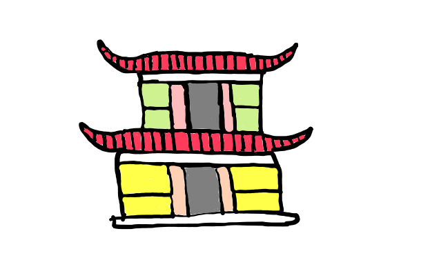  how to draw Pagoda Home in easy steps - step number : 14 - Easy Step Drawing