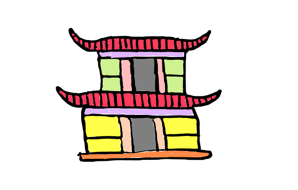 How to draw Pagoda Home in easy step by step.