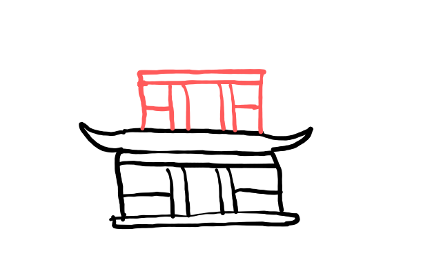  how to draw Pagoda Home in easy steps - step number : 6 - Easy Step Drawing