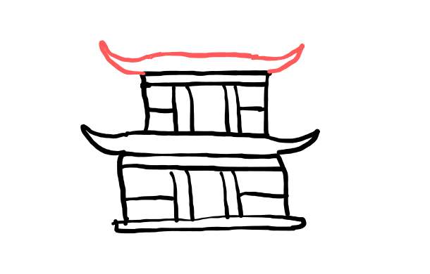  how to draw Pagoda Home in easy steps - step number : 7 - Easy Step Drawing
