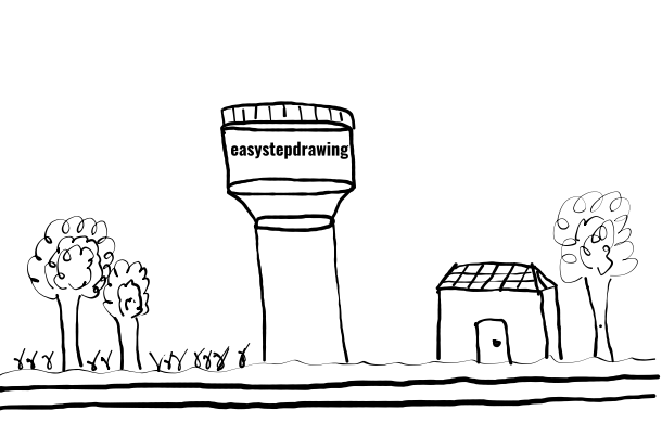  how to draw Water Tower in easy steps - step number : 9 - Easy Step Drawing