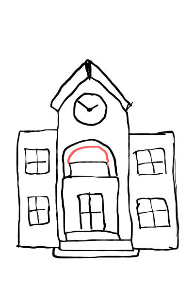  how to draw  School in easy steps - step number : 7 - Easy Step Drawing
